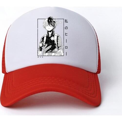 New Anime My Hero Academia Casual Plain Mesh Kawaii Baseball Cap Adjustable Snapback Hats for Women Men Hip Hop Trucker Cap