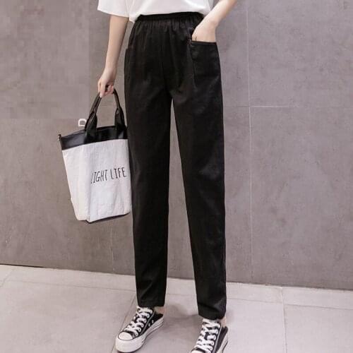 New 2020 Women fashion Cotton Linen Ankle-length Pants Spring Summer Thin Loose Casual Pant Breathable Green Pockets Trousers