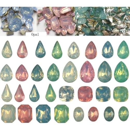 Opal Nail Rhinestones 8 mm Oval/ Square Fancy Stone Opal 20 Pcs stones Opal Rhinestones, Loose Pointed Back Resin Rhinestones