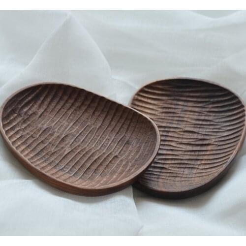 Black Walnut Wood Plate Snack Wooden Dishes Tortoise Shell Style Dessert Dinner Bread Tray Fruit Storage Platters And Trays