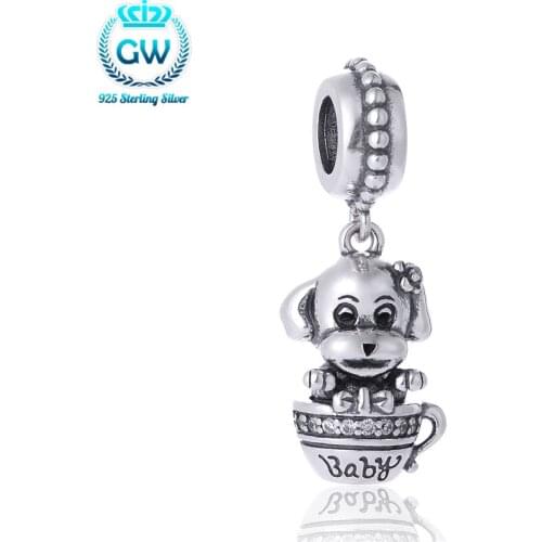 Dog Charm Best Friends Necklace Tibetan Silver Charms Fits Bead Bracelet Women Pendant Brand Aimili S449