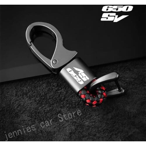 Custom logo hanging waist with metal leather cord keychain for Suzuki SV650 SV 650 SV650X SV650S motorcycle Accessories
