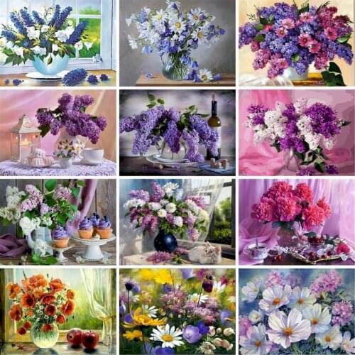 GATYZTORY 60x75cm Frame DIY Painting By Numbers Kits Lavender Modern Home Wall Art Picture Flowers Paint By Numbers