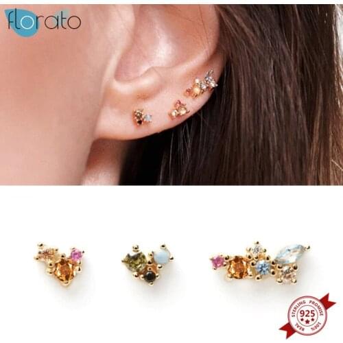 Exquisite Tiny Stud Earrings for Women 925 Silver Ear Needle Charming Crystal Earrings for Girls Wedding Engagement Jewelry