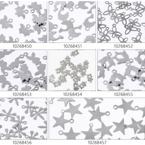Stainless Steel Charms pendants charm bracelet Butterfly Dolphin Rabbit Bear Dragonfly Star for DIY 50pc-102684
