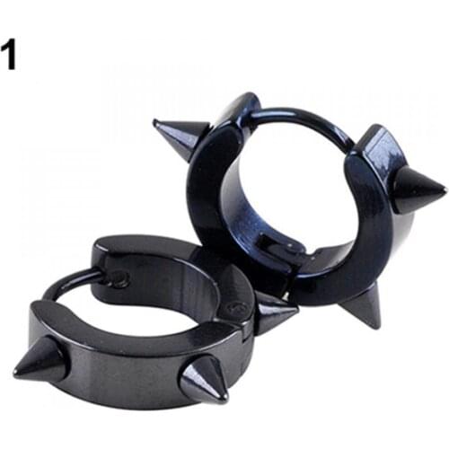 Unisex Titanium Steel Punk Rivet Ear Studs Spike Hoop Huggie Piercing Earrings Punk Style Huggie Ear Studs Earrings