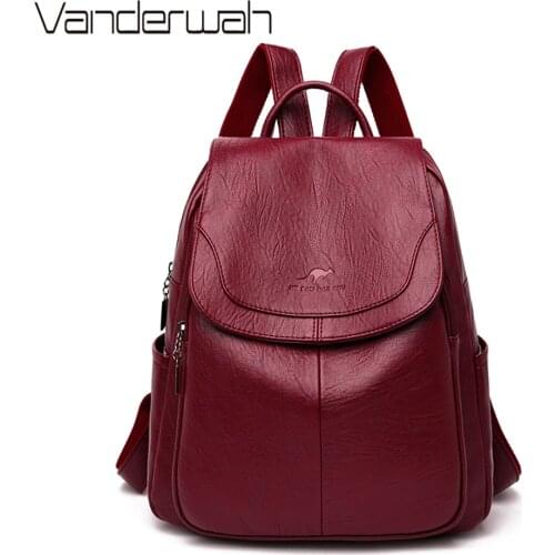 New Retro Soft Leather Women Backpack High Quality Casual School Bags For Teenage Girls Simple Large Capacity Ladies Travel Bag
