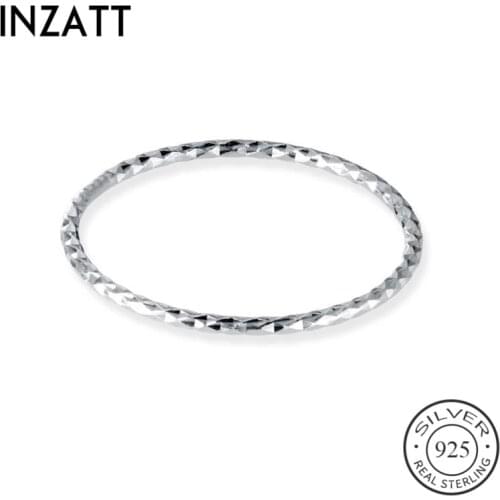 INZATT Real 925% Sterling Silver Minimalist Round Ring For Women Birthday Party Classic Fine Jewelry Geometric Accessories Gift
