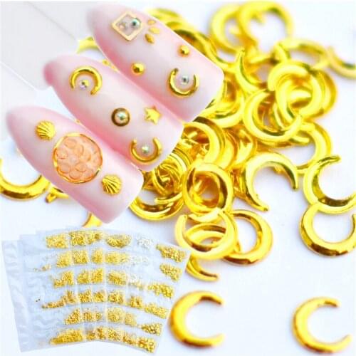 YZWLE Star Moon Studs Hollow Frames Gold Silver Matter Sequins Caviar Beads Mermaid Diamond Nail Art Decoration Manicure DIY New