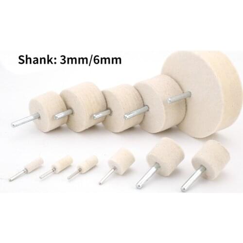 12/14/16/18/20mm 25/30/35/40/50/60/80/100mm Shank 3 mm 6mm Pad Wool Felt Polishing Buffing Wheel Grinding Head Mirror Polishing