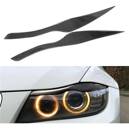 2pcs Car Headlight Eyelid Cover Eyebrow Eye Lid Trim Carbon Fiber Style For BMW E90 E91 3 Series 2004 2005 2006 2007 2008