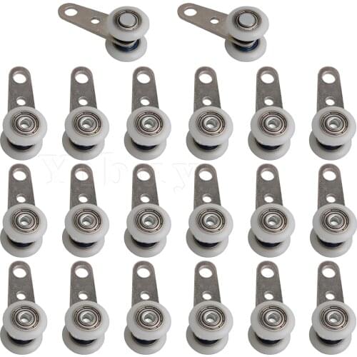 20 x Metal Pulley Wheel w/ Bearing Sliding Door 4.5x1.9cm Silver&White