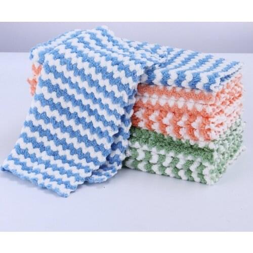 3Pcs/Set Kitchen Dish Towel Home Tableware Cleaning Cloth Absorbent Non-oily Wiping Rags Coral Velvet Scouring Pad
