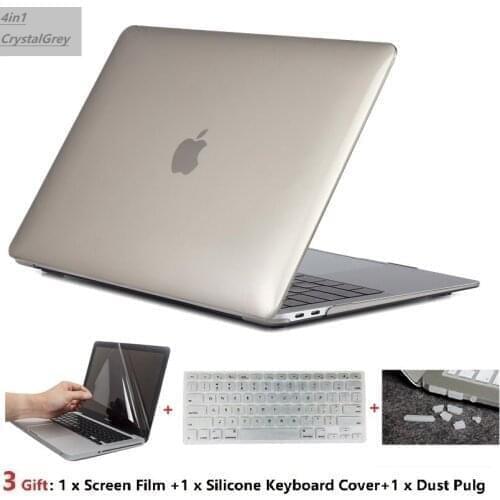 4 IN 1 Crystal Laptop Case+Keyboard Cover+Screen Film+Dust Pulg For 11 12 13 15 inchs Apple Macbook Air Pro Retina Touch Bar