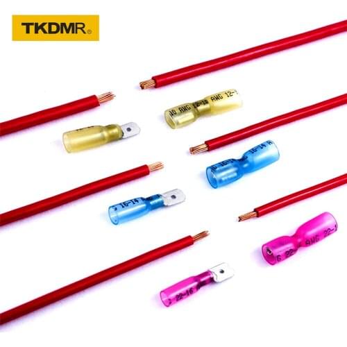5pcs Spade Terminal Female Male Connector Lug Wire Terminal Butt Splice Terminals for Wire Crimp Connector Assortment