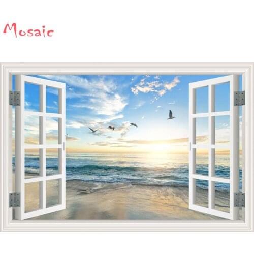 5D Windows Landscape Wall art diamond painting cross stitch kits Diamond embroidery mosaic painting scenery home Decoration