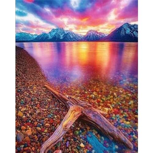 5D DIY Full Square Diamond Painting Landscape Sunset Seascape Cross Stitch Kit Mosaic Picture Rhinestone Embroidery Decoration