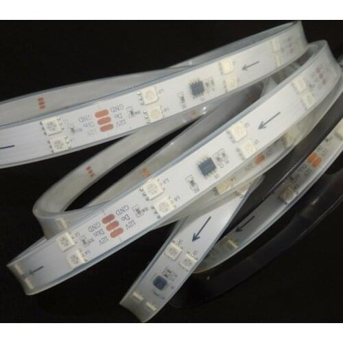 5m DC24V SM16703 IC(similar to WS2811 IC) 60LEDs/m (10 pixes/m) WHITE PCB led digital strip;IP66;waterproof in silicon tube