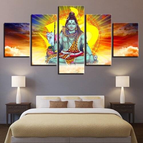 Multi-Picture 5d diy Diamond painting Hindu God Lord Shiva And Sunshine Landscape 5 Piece Puzzle Diamond Mosaic Decor