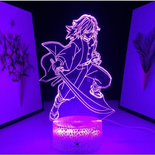 Anime Demon Slayer Figure Tomioka Giyuu Light for Kids Birthday Gift Child Bedroom Decor Light Manga Gadget Giyuu Lamp