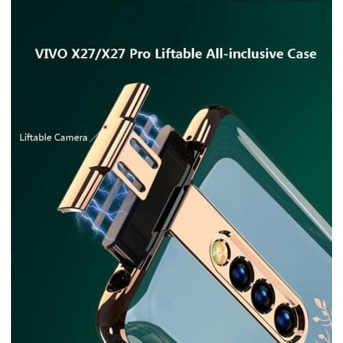 Solid Color Plating Mobile Phone Case For VIVO X27 X27Pro Liftable Camera Christmas Gift Protective Update Soft TPU Back Cover