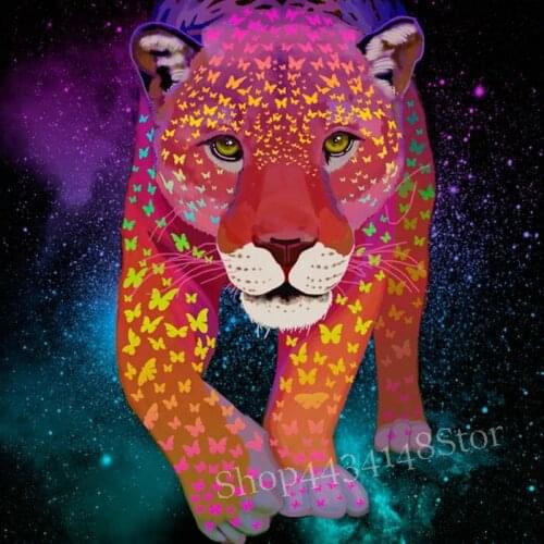 Colored leopard full square / round 5d diy diamond painting 30x30cm 3D rhinestone mosaic needlework crafts decoration big cat