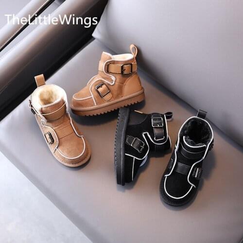 Childrens snow boots winter 2020 new Genuine Leather girls Plush thermal cotton 1-3-15 years old Boys glow in the dark shoes