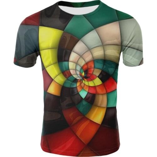 3D three-dimensional space geometric dizziness T-shirt summer men and women children fun short-sleeved T-shirt multi-size 110-6X