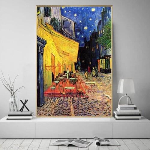 Van Gogh Famous Oil Painting Cafe Terrace At Night Reproduction On Canvas Poster And Prints Impressionism Wall Art Decor Picture