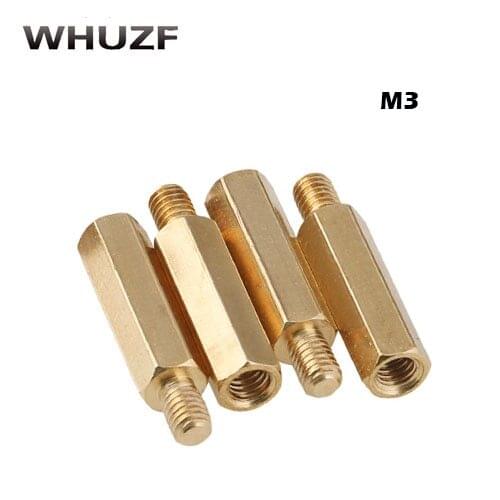30Pcs M3*L+3/4/5mm Hex Head Brass Spacing Wood Screw Nut Copper Insert Threaded Pillar PCB Standoff Spacer PC Motherboard