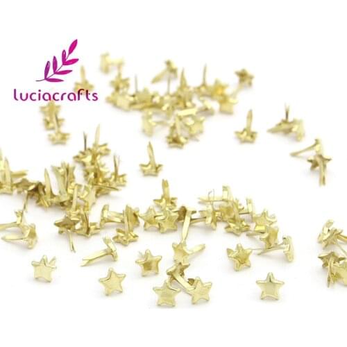 Lucia crafts 50pcs/100pcs 14mm Gold Star Shape Scrapbooking Brads Metal Craft DIY Accessories G0917