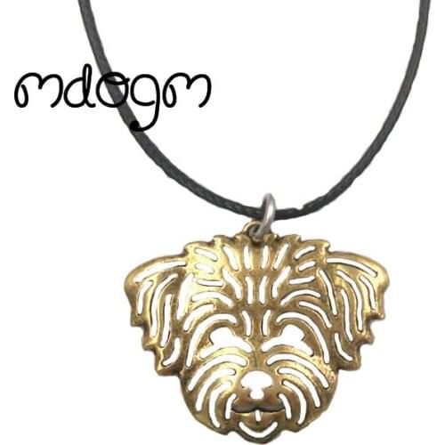 Mdogm Lhasa Apso Necklace Dog Animal Pendant Antique Gold Silver Plated Jewelry For Women Male Female Girls Ladies N157