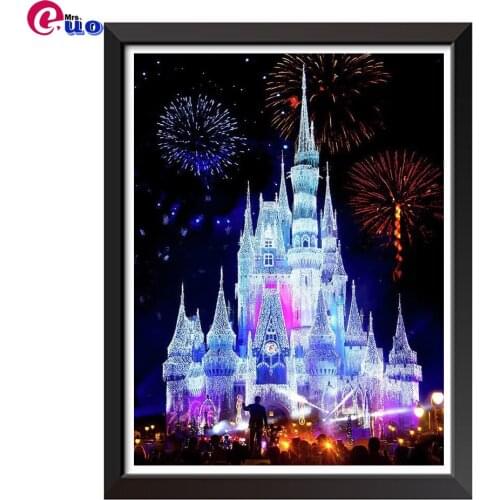 Diamond Painting Kit, 5D DIY Full Diamond Embroidery, Round/Square Inlaid Diamonds, Castle Firework Cross Stitch Art Decoration