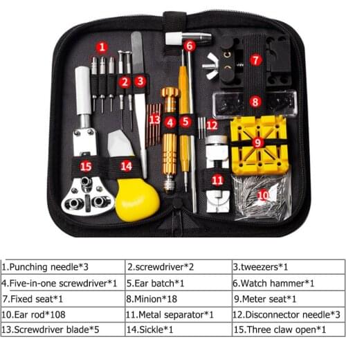 148pcs/set Watch Repair tool Kit Watch Link Pin Remover Professional Watch Tools Clock Repair Tools Kit Bag horloge
