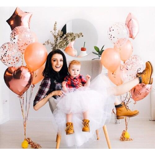 14pcs Rose Gold Star Heart Shape Confetti Latex Balloons Set Birthday Wedding Party Baby Shower Decor Ballons Kid Favor Globos