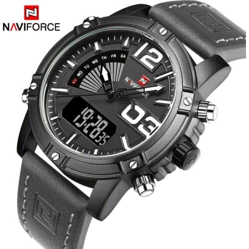NAVIFORCE Brand Men Watches Luxury Sport Quartz Digital Watch Mens Waterproof Wristwatches Man Leather Clock Relogio Masculino