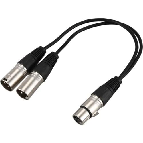 New 3pin XLR FEMALE jack to dual 2 MALE plug Y SPLITTER cable adaptor 1 ft cord