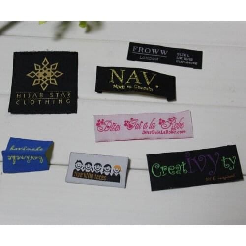 Cut and folded Clothing woven tags private logo labels for clothing 1000pcs lot