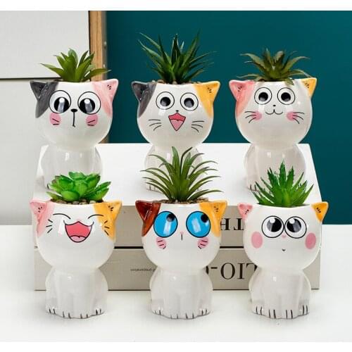 Wholesale Mini Animal Planter Ceramic Flower Pot Fairy Garden Decoration Accesories Home Office Decoration Succulent Flowerpots