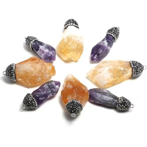 Natural Crystal Stone Pendants Irregular Raw Original Colorful Crystal Stone Charms for Jewelry Making Necklace Bracelet Gift