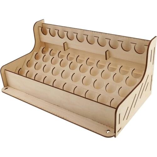 Unfinished Wooden Paint Bottles Rack Model Organizer Epoxy Tools Storage Box