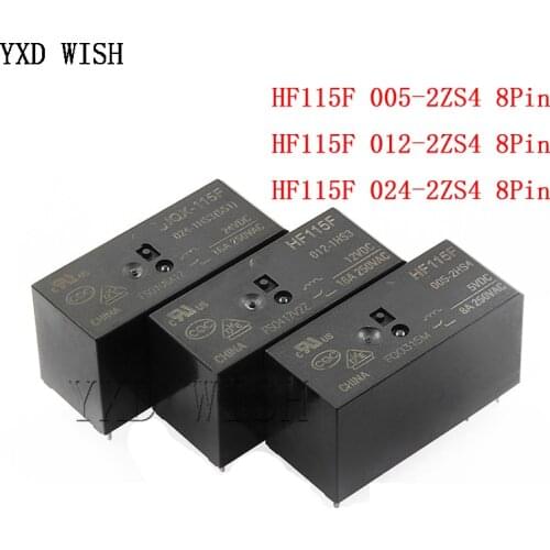 5pcs Relay HF115F 005-2ZS4 012-2ZS4 JQX-115F 024-2ZS4 HF115F-012-2ZS4-12VDC JQX-115F 024-2ZS4 005-2ZS4 DC5V 12V 24V 8A 250V 8Pin