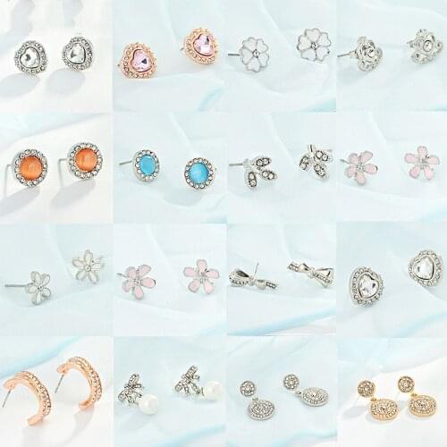 Popular jewelry CZ love flower earrings, elegant and exquisite earrings for female girls, wedding jewelry gifts