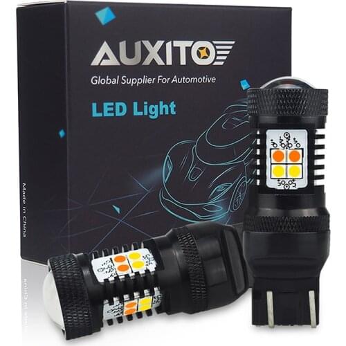 AUXITO White Amber Switching T20 7443 W21/5W W21W LED Bulb T25 3157 3156 P27/7W Car Turn Signal DRL Daytime Running Light 12V