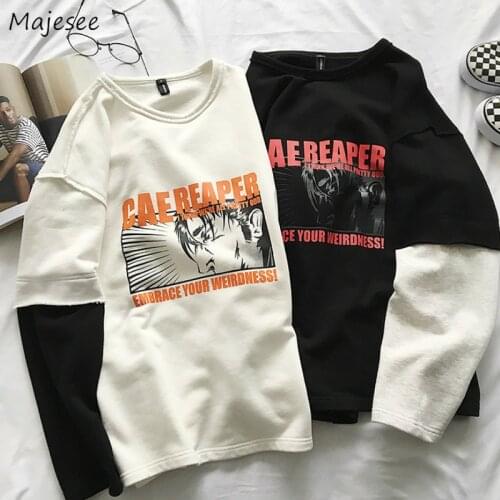 Hoodie Men Cartoon O-neck Harajuku Comfortable Mens Hoodies Long Sleeve Tops Casual Chic All Match High Quality Ins Sweatshirt