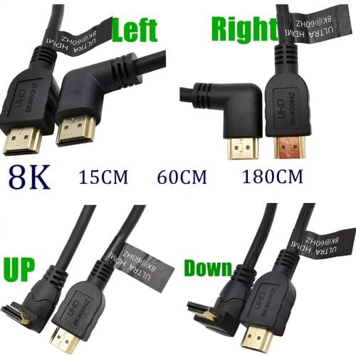 8K 60HZ HDMI-compatible Up & Down & Left & Right Angled 90 degree Male 2.1 A Male to HD extension Cable 2.1v angle cable