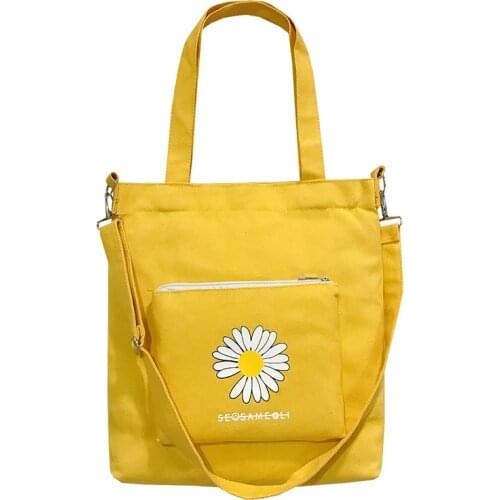 Capacity Flower Canvas Women Shoulder Bag Fashion Cotton Tote Shopper Bag Chic Eco Reusable Shopping Bag Handbag Cloth Messenger