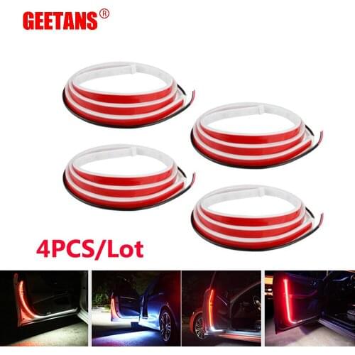 Car Interior Door Welcome Light LED Safety Warning Strobe Signal Lamp Strip Auto Decorative Ambient Lights 120cm Waterproof 12V