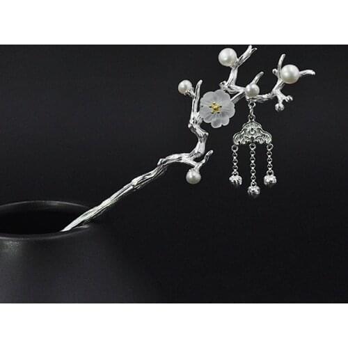 Long Tassel Hair Pins Freshwater Pearl Hair Accessories for Women Wedding Flowers Chinese Hair Stick Hairpin Hair Jewelry Gifts