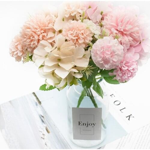 1 Bouquet of Hydrangea Artificial Flower Home Decoration Accessories Wedding Diy Dining Table Wine Cabinet Indoor Furnishings